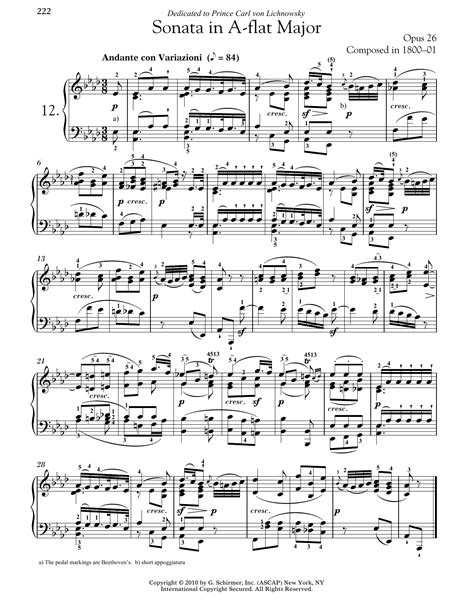 Piano Sonata No 12 In A Flat Major Op 26 Sheet Music Ludwig Van