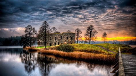 Stone Fort On An Island At Sunset Hdr 1474581