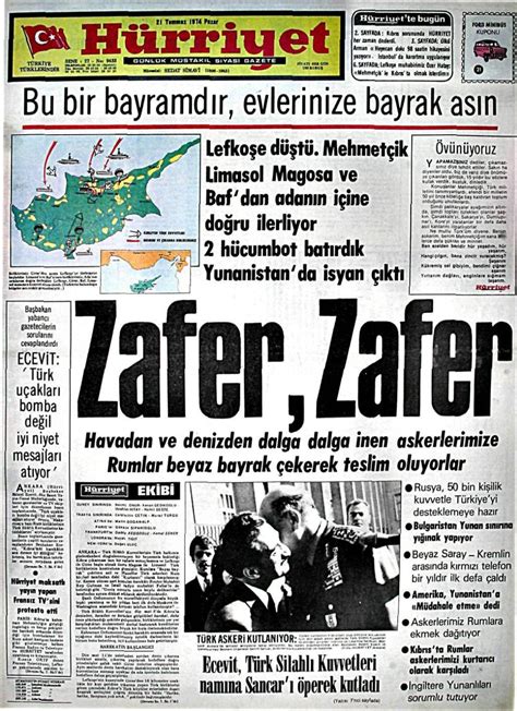 Kıbrıs Barış Harekatı Gazete Manşetleri Manşet Gazete Kıbrıs