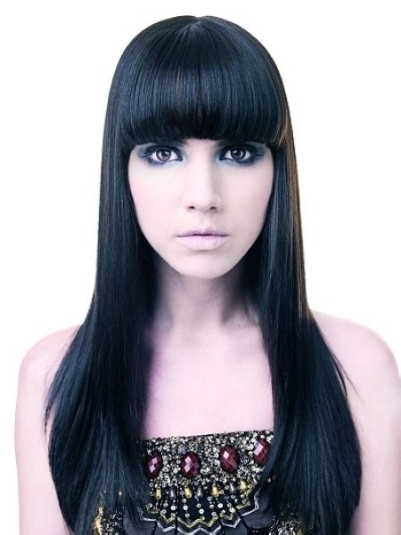 Black Long Straight Hairstyle For Girls Hairstyles With Bangs Hair