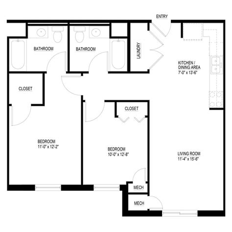 2 Bedroom Floor Plan With Dimensions Garage And Bedroom Image