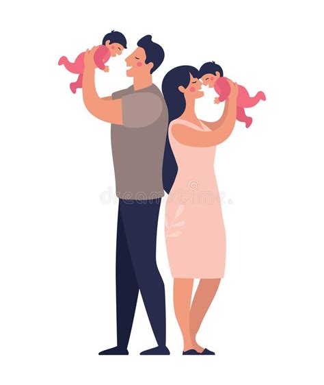 Happy Young Dad And Mom Holding Baby Stock Vector Illustration Of 519