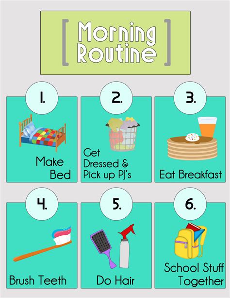 Daily Routine Free Printable Morning Routine Charts With Pictures