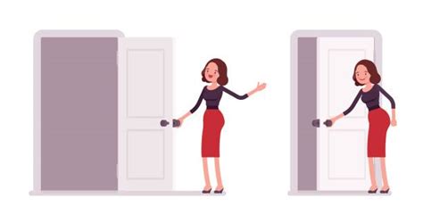 Woman Opening Door Clip Art Vector Images And Illustrations Istock