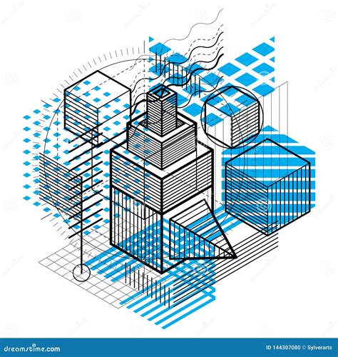 Vector Background With Abstract Isometric Lines And Figures Template