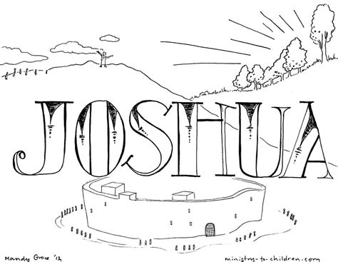 Coloring pages joshua and jericho. "Book of Joshua" Bible Coloring Page for Children