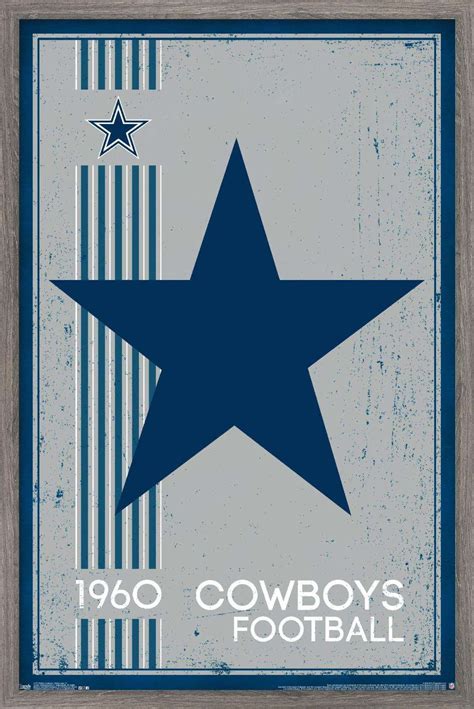 Nfl Dallas Cowboys Retro Logo 14 Wall Poster 22375 X 34 Framed