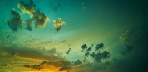 Dramatic Sunset Sky Photo With Green And Yellow Picture And Hd Photos