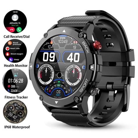 ifanze military smart watches for men bluetooth call receive dial 1 32 ip68 waterproof rugged