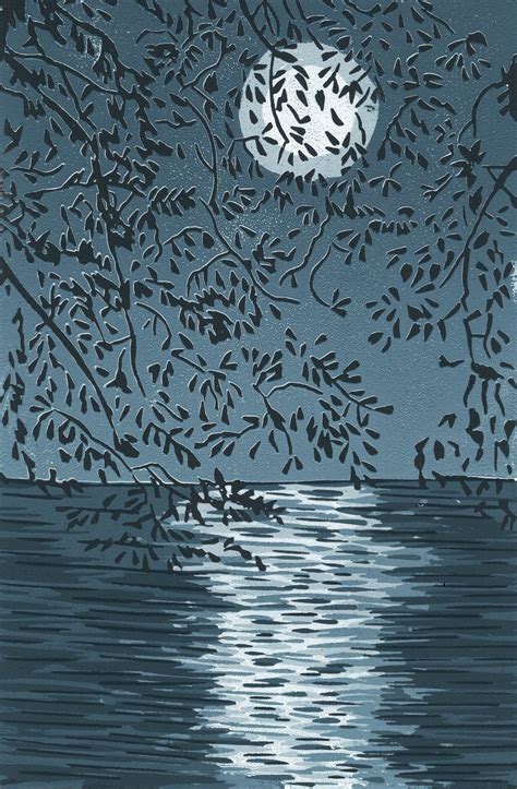 Silver Moon Linocut By Joanne Spencer Artfinder