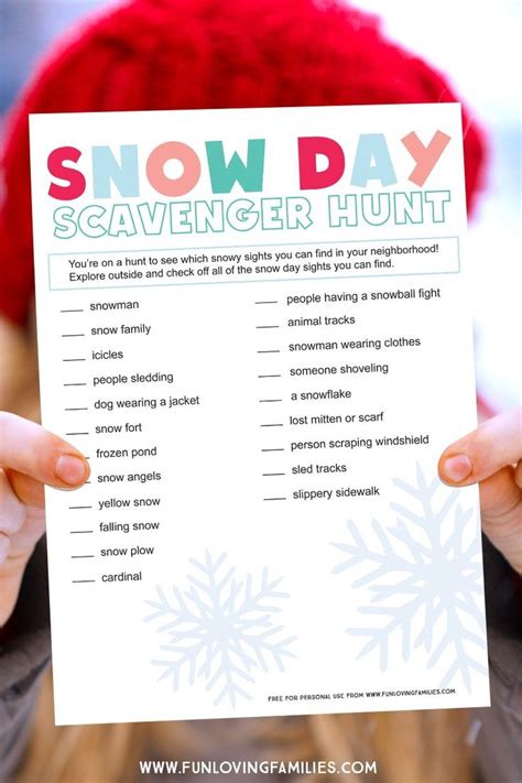 Enjoy A Fun Filled Snow Day With A Scavenger Hunt Activity