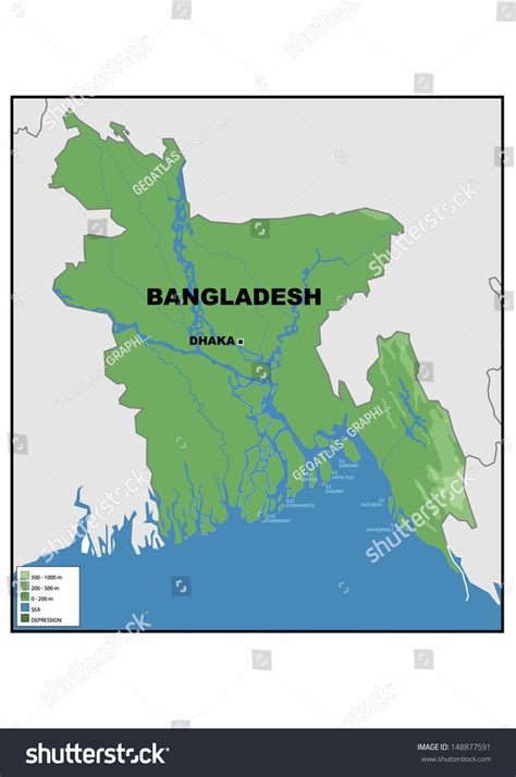 Physical Map Of Bangladesh Royalty Free Stock Photo 148877591