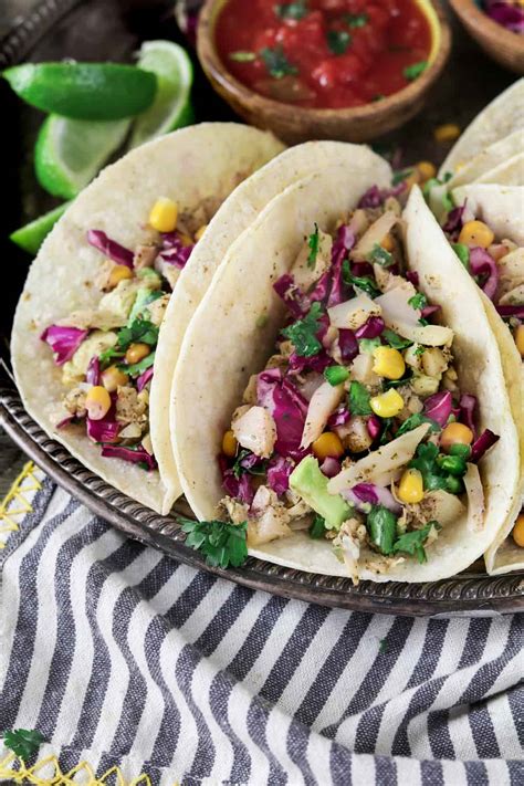 Maybe you would like to learn more about one of these? Vegan Fish Tacos with Cilantro-Lime Corn Slaw - Vegan Huggs