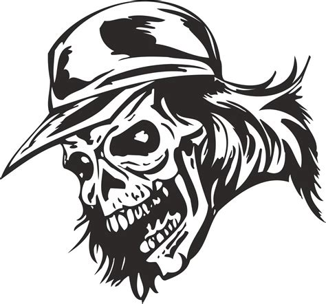 Zombie Skull With Cap Sticker Vector Free Vector Cnc File Cnc Free