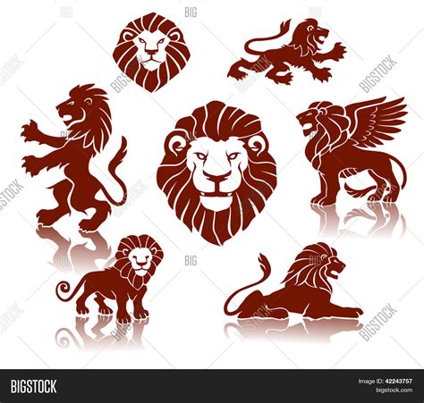 Lions Silhouettes Set Vector And Photo Free Trial Bigstock