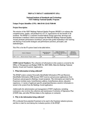 Recommendations of the national institute of standards and technology. Nist Privacy Impact Assessment - Fill Online, Printable, Fillable, Blank | PDFfiller