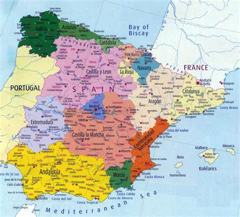Spanje Landkaart Afdrukbare Plattegronden Van Spanje
