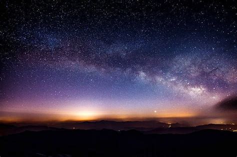 Milky Way Galaxy Over Mountain At Night Deogyusan Mountain