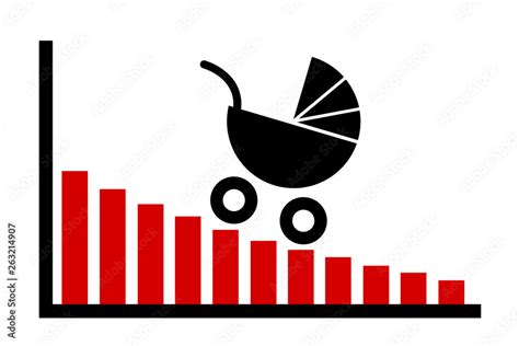 Vecteur Stock Birth Rate Is Decreasing And Declining Chart And Graph