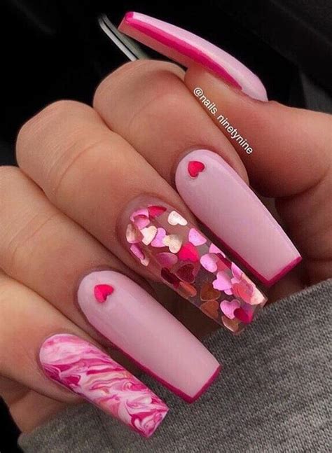 23 Romatic Heart Manicure Nails Design For Valentines Nails Coffin Nails With Heart Fashionsum