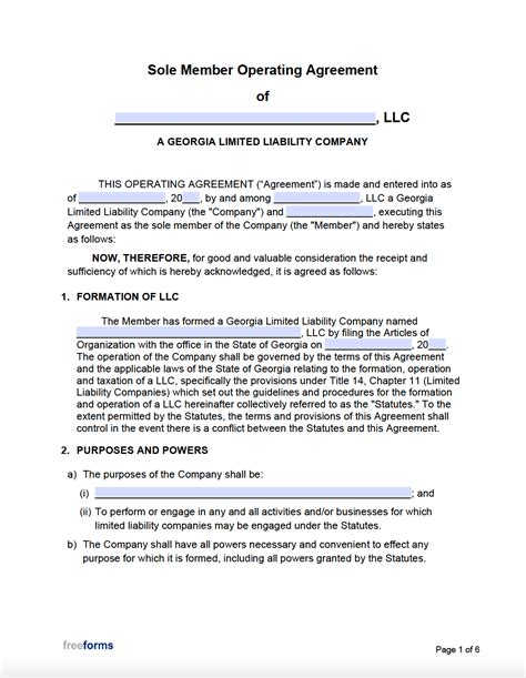 Free Indiana Llc Operating Agreement Template