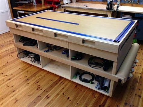 One pass on the router table with a 3/4 bit at the proper depth made the perfect mortise for the track. Awesome assembly table | Woodworking workbench, Assembly ...