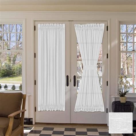 Amazon｜130cm W X 180cm L 2 Panels White Hversailtex Elegant Soft Linen French Door