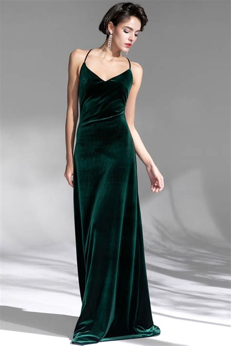 Dark Green Velvet Long Dress In 2021 Dark Green Bridesmaid Dress
