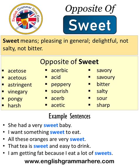 Opposite Of Sweet Antonyms Of Sweet Meaning And Example Sentences