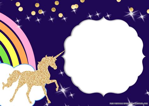 Free Printable Glitter Unicorn Birthday Invitation Templates For