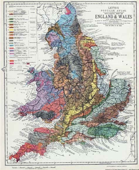 Geological Map Of England And Wales 1883 By H W Barstow