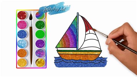 Warna Glitter Belajar Menggambar Dan Belajar Mewarnai Perahu Layar