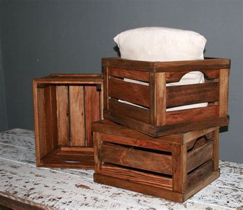 Reclaimed Wood Crates Set Of Three Xl Wood Crates Wooden Crate Boxes