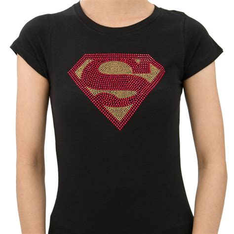 Sexy Superman Handmade Rhinestone T Shirts For Women Super Hero Bling Nwt R Neck Ebay