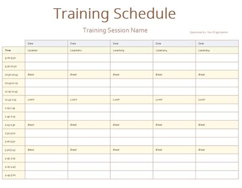 Training Calendar Template Free Word Templates