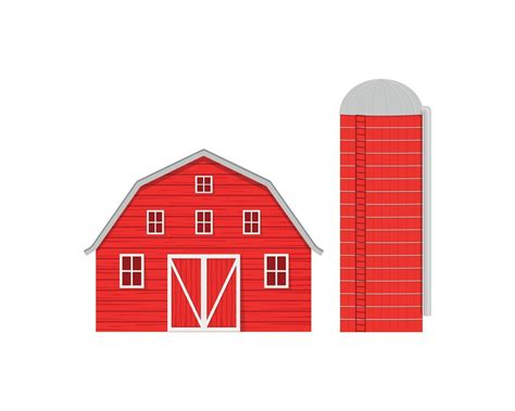 Red Wooden Barn And Agricultural Silo For Grain Storage 2970935 Vector