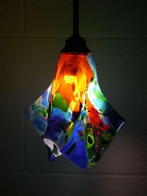 Custom Hand Crafted Fused Glass Pendant Lights And Sconces Designer