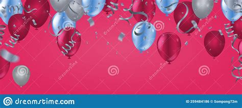 Grand Opening Card Design With Balloons And Ribbon With Confetti