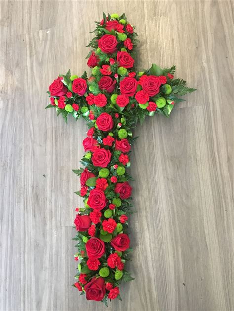 Cross In Funeral Flowers Church Flower Arrangements Funeral Flowers