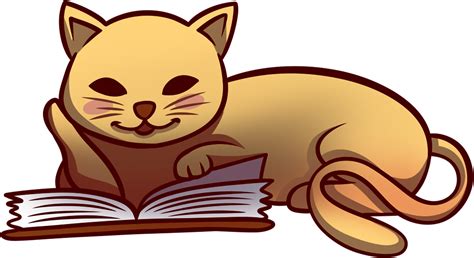 Cat Reading Book Cartoon Clipart Full Size Clipart 3527779