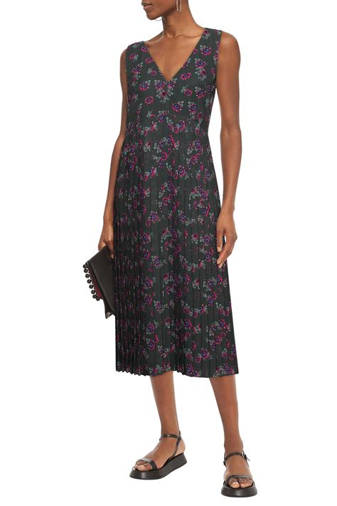 Kenzo Pleated Floral Print Crepe De Chine Midi Dress Sale Up To 70