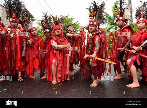 Group Of Kabasaran Dancers In Tomohon North Sulawesi Indonesia Stock