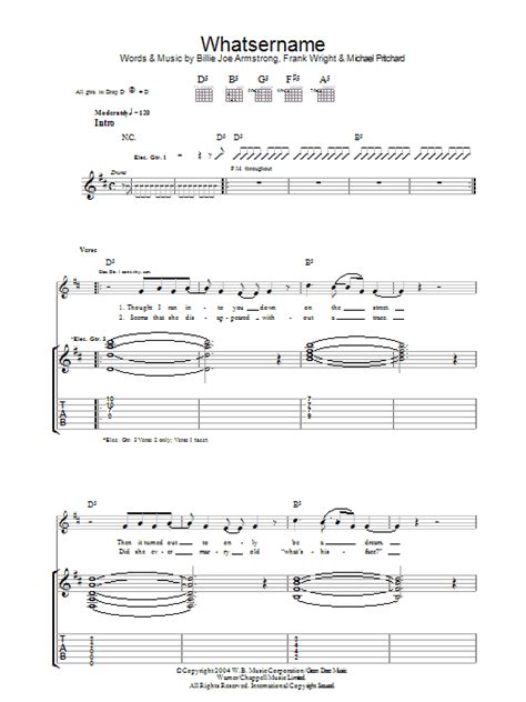 Whatsername By Green Day Guitar Tab Guitar Instructor
