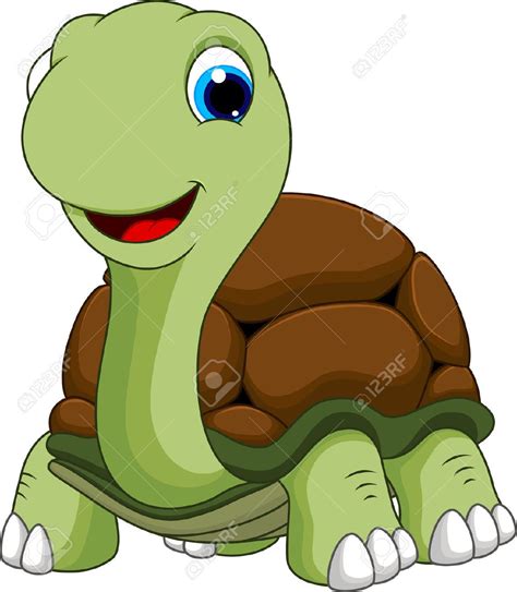 A Cute Turtle With Big Blue Eyes And Brown Shell On Its Back Sitting Down