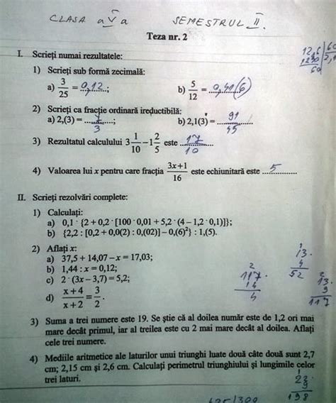 Teza Matematica Clasa V A Semestrul 2 · Concursuri Promotii Inscrieri