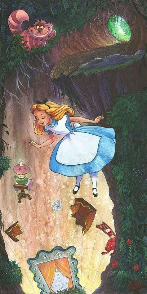Alice Descendo Pelo Buraco Disney Kunst Arte Disney Disney Alice