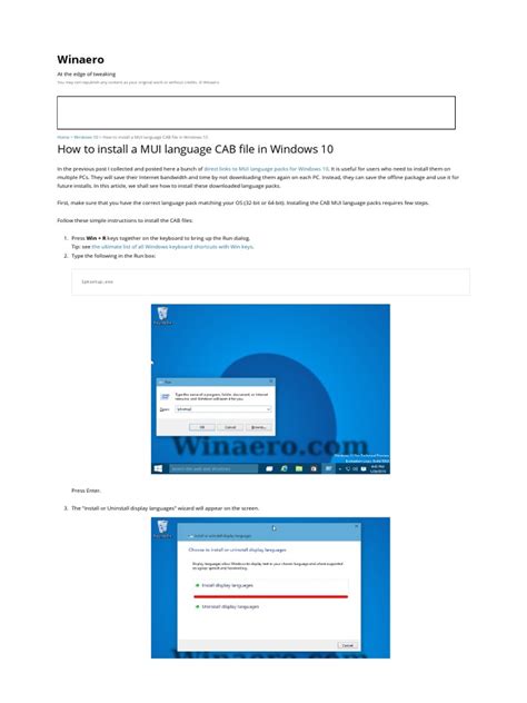 How To Install A Mui Language Cab File In Windows 10 Windows 10