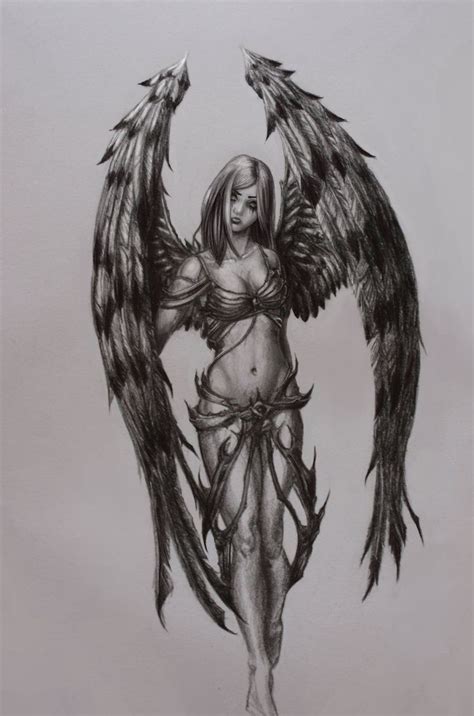Angel Sketch Dark Angel Tattoo Angel Sketch Fallen Angel Tattoo