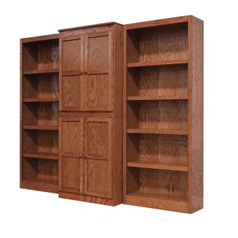 Concepts In Wood 15 Shelf Bookcase Wall With Doors 72 Inch Tall Oak