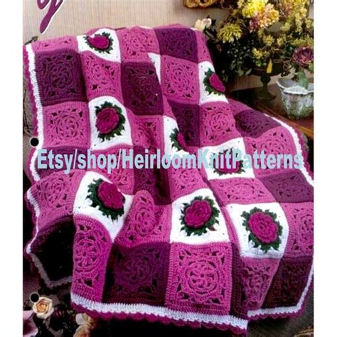 Rose Afghan Vintage Crochet Pattern Lacy Lap Throw Afghan Baby Etsy